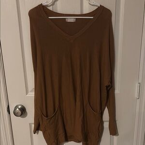 Brown V-Neck Women's Sweater